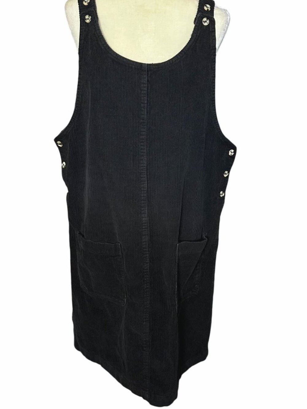 Vintage 90s Corduroy Jumper Dress Black plus Size 1X Overalls Cotton JLNY